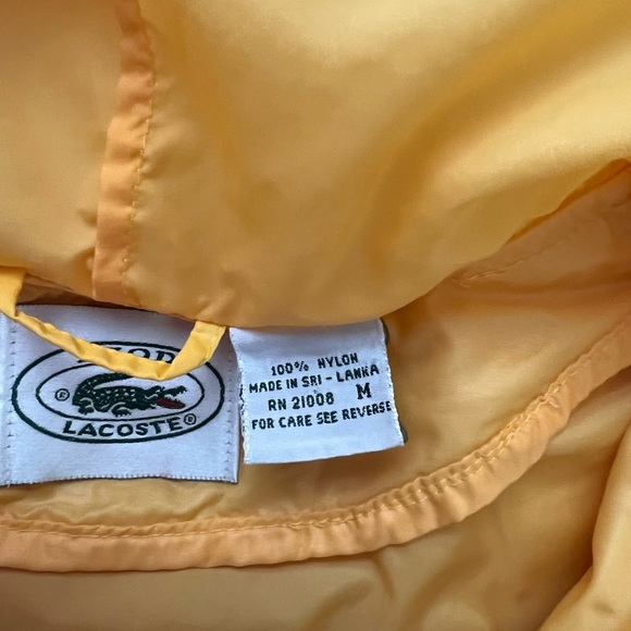 Vintage Izod Lacoste Yellow Quarter Zip Hooded Men’s Windbreaker Size M - Picture 9 of 11